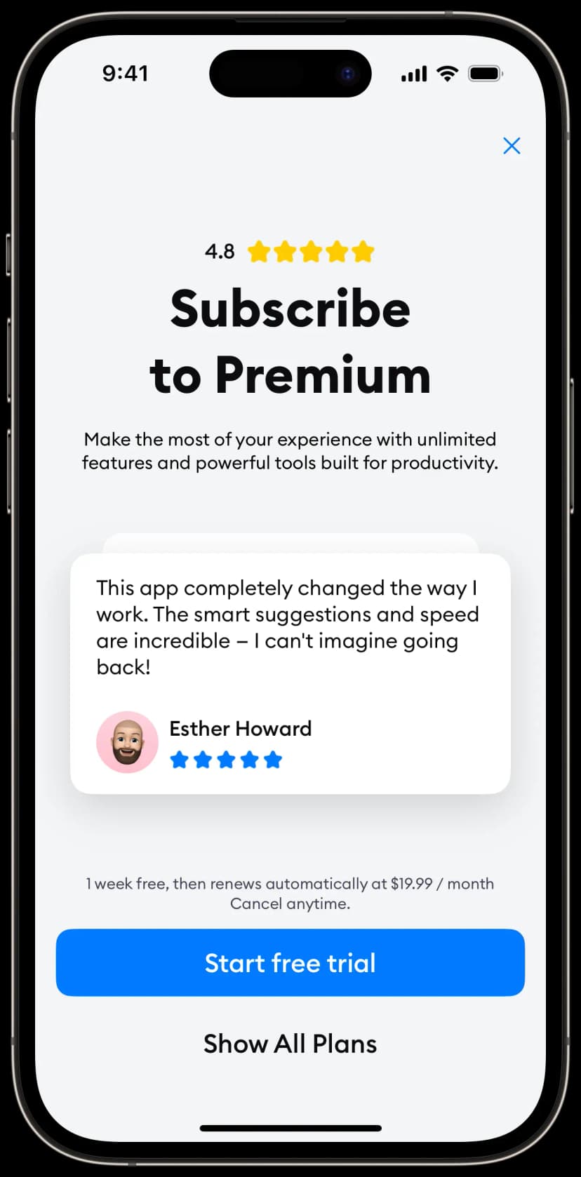 Paywall UI Screenshot