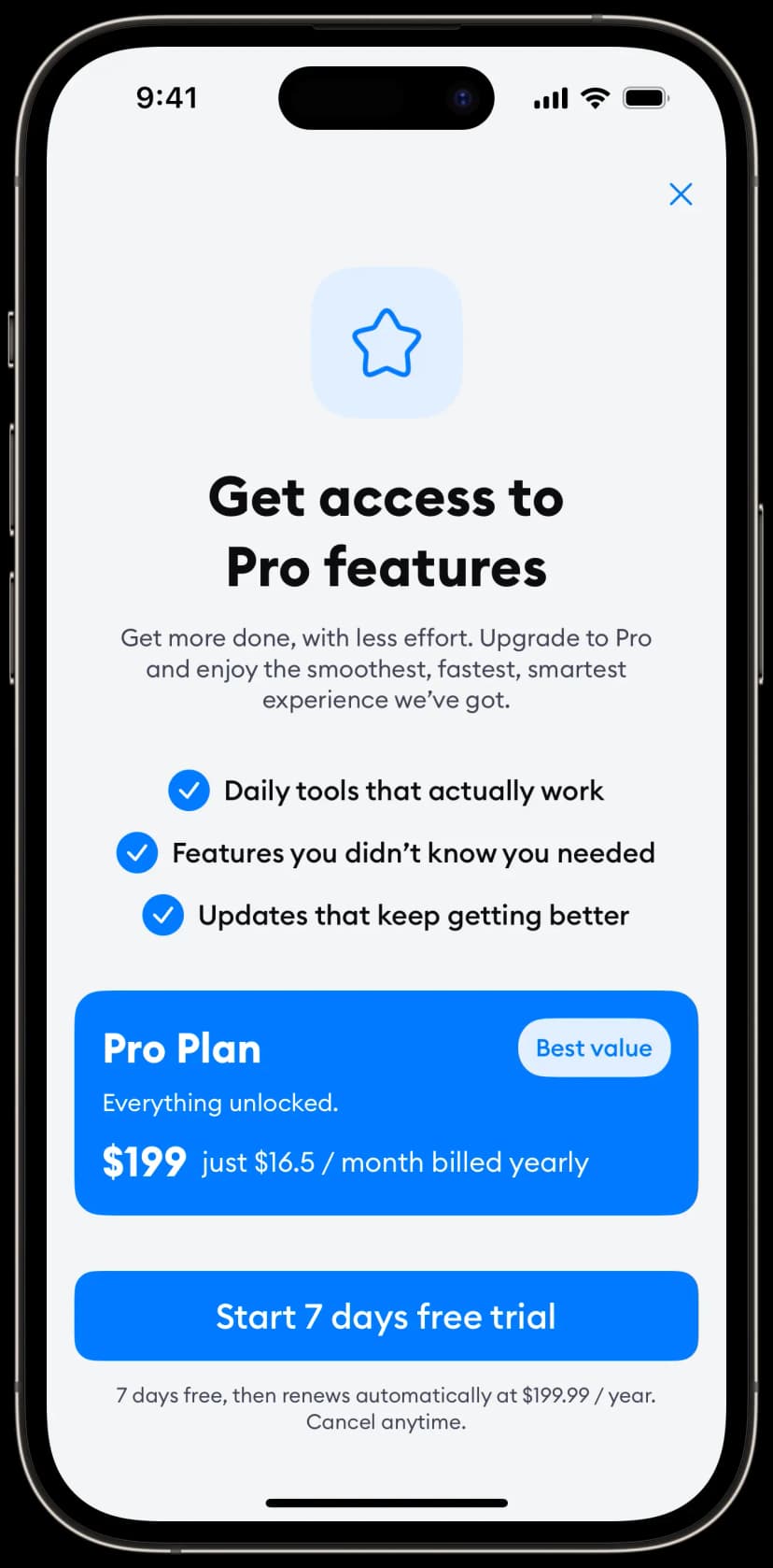 Paywall UI Screenshot
