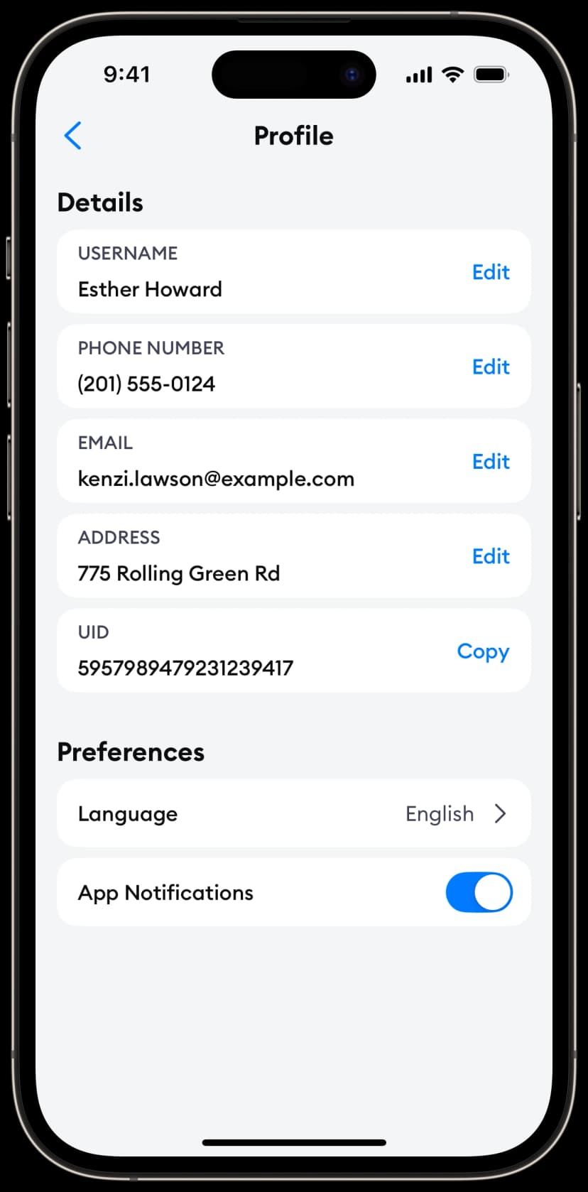 Profile UI Screenshot